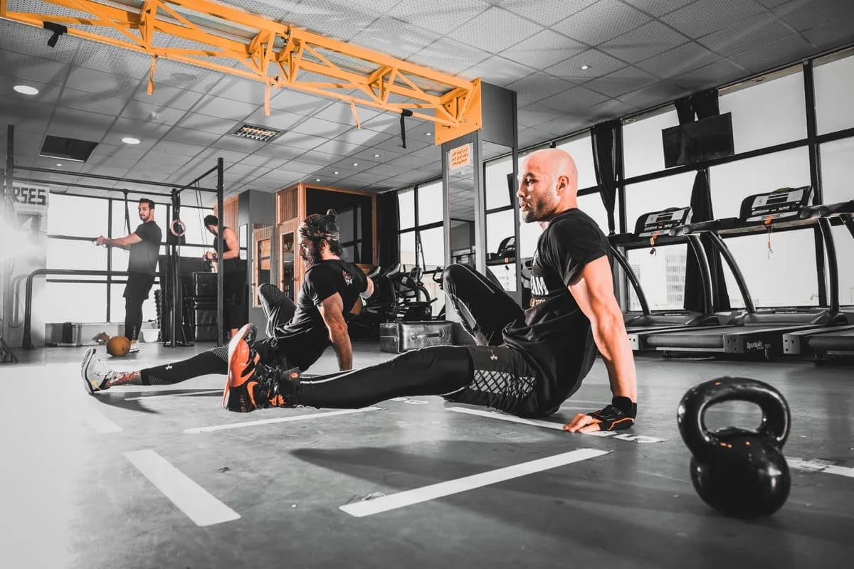 Trainer coaching an athlete during a personal training session